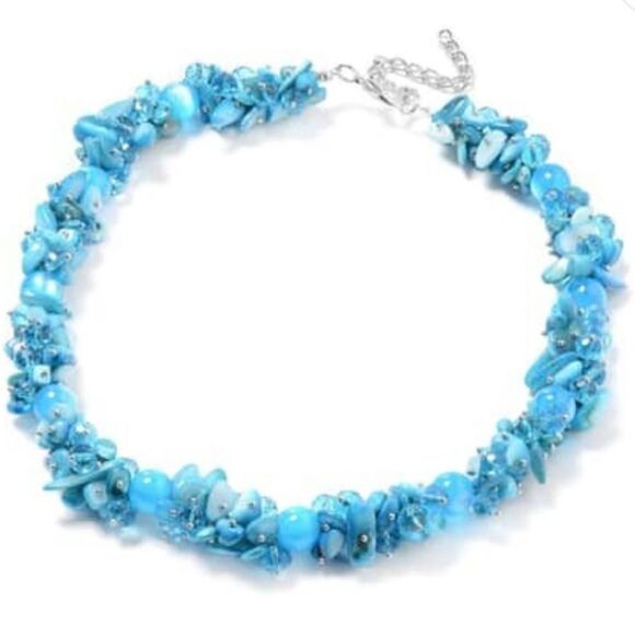 Blue Shell and Multi Gemstone Necklace - Picture 1 of 11